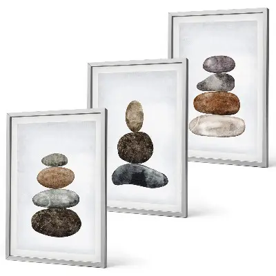 Minimalistični boho kamni triptih v okvirju