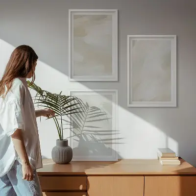 Večdelna slika v okvirju abstraktni boho slog v svetlih barvah