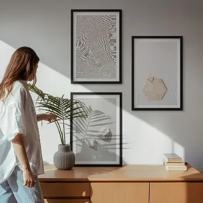 Komplet 3 slik v okvirju z motivom lahkih boemskih tekstur peska