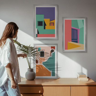 Triptih v okvirju Barvite ilustracije mesta