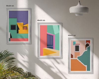 Triptih v okvirju Barvite ilustracije mesta