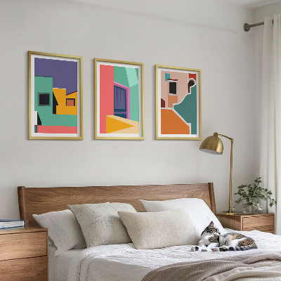 Triptih v okvirju Barvite ilustracije mesta