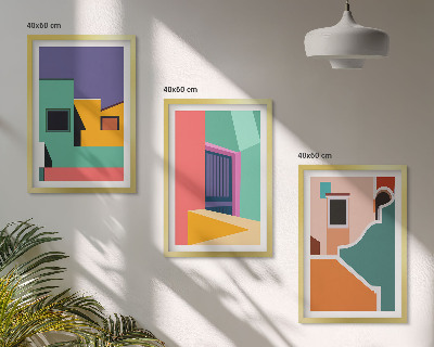 Triptih v okvirju Barvite ilustracije mesta