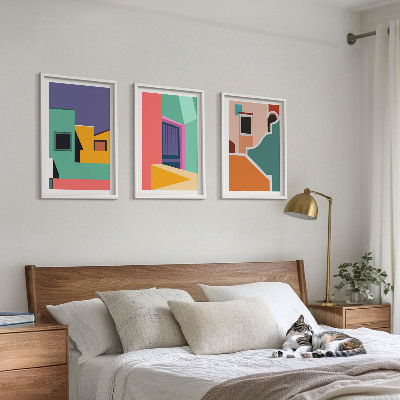 Triptih v okvirju Barvite ilustracije mesta