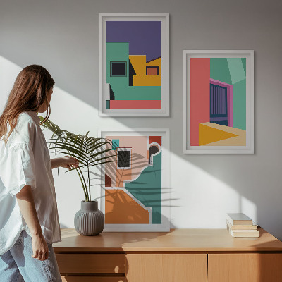 Triptih v okvirju Barvite ilustracije mesta