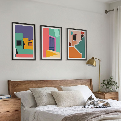 Triptih v okvirju Barvite ilustracije mesta