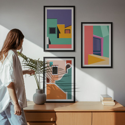 Triptih v okvirju Barvite ilustracije mesta