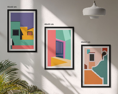 Triptih v okvirju Barvite ilustracije mesta