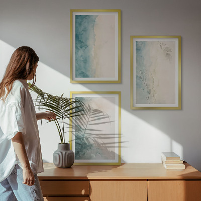 Set 3 slik v okvirju Minimalizem akvarelnega platna