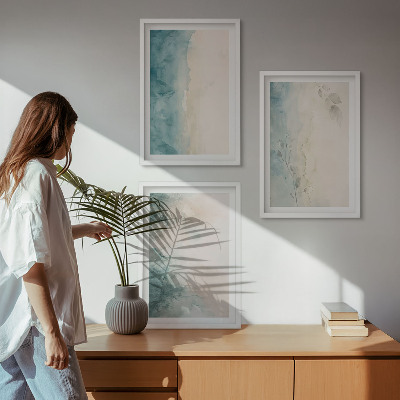 Set 3 slik v okvirju Minimalizem akvarelnega platna