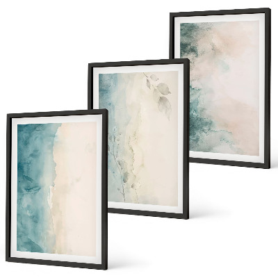 Set 3 slik v okvirju Minimalizem akvarelnega platna