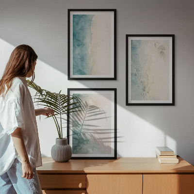 Set 3 slik v okvirju Minimalizem akvarelnega platna