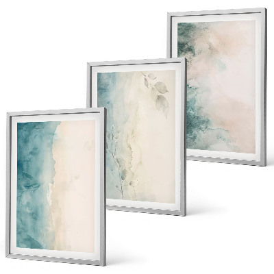 Set 3 slik v okvirju Minimalizem akvarelnega platna