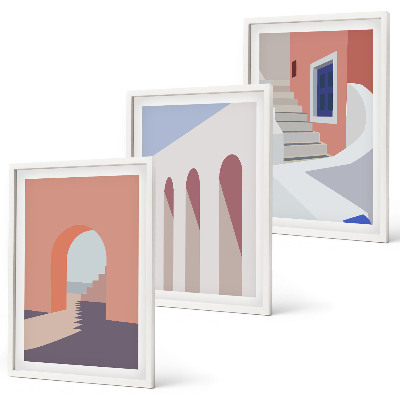 Triptih v okvirju Minimalistične arhitekturne ilustracije