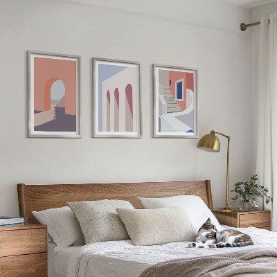 Triptih v okvirju Minimalistične arhitekturne ilustracije