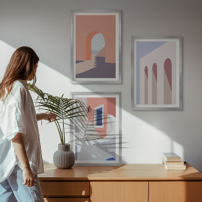 Triptih v okvirju Minimalistične arhitekturne ilustracije