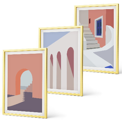 Triptih v okvirju Minimalistične arhitekturne ilustracije