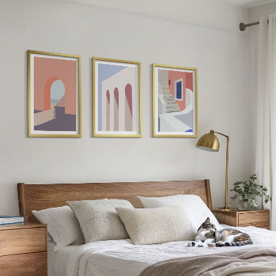 Triptih v okvirju Minimalistične arhitekturne ilustracije