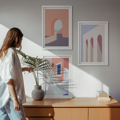 Triptih v okvirju Minimalistične arhitekturne ilustracije