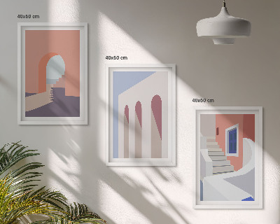 Triptih v okvirju Minimalistične arhitekturne ilustracije