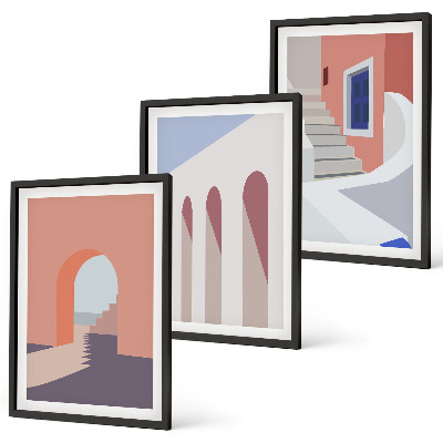 Triptih v okvirju Minimalistične arhitekturne ilustracije