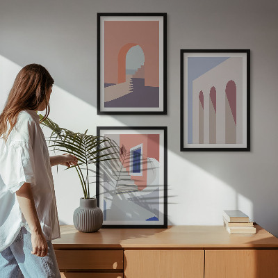 Triptih v okvirju Minimalistične arhitekturne ilustracije