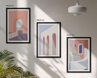 Triptih v okvirju Minimalistične arhitekturne ilustracije