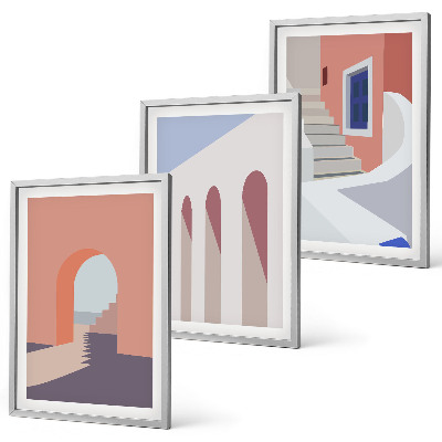 Triptih v okvirju Minimalistične arhitekturne ilustracije