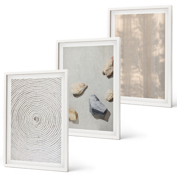 Set 3 slik v okvirju Boho naravne teksture struktur