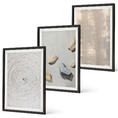 Set 3 slik v okvirju Boho naravne teksture struktur