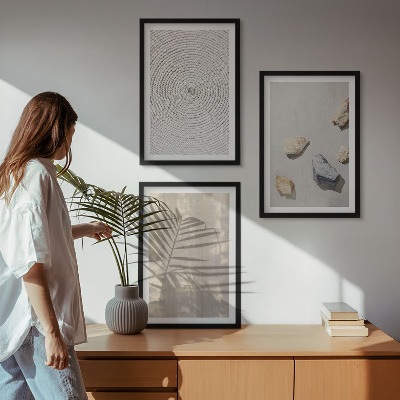 Set 3 slik v okvirju Boho naravne teksture struktur