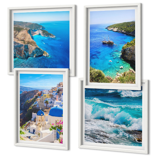 Pripravljena stenska galerija Grški pogledi na Santorini Oia