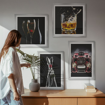 Pripravljena stenska galerija Ženske noge, rožnato vino