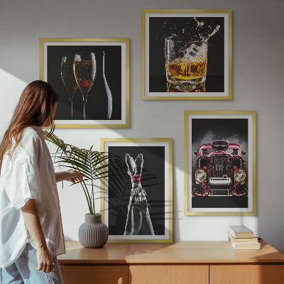 Pripravljena stenska galerija Ženske noge, rožnato vino