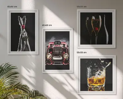 Pripravljena stenska galerija ženske noge z rožnatim vinom