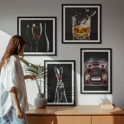 Pripravljena stenska galerija Ženske noge, rožnato vino
