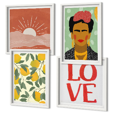 Pripravljena stenska galerija Limonin napis ljubezenska pokrajina Frida
