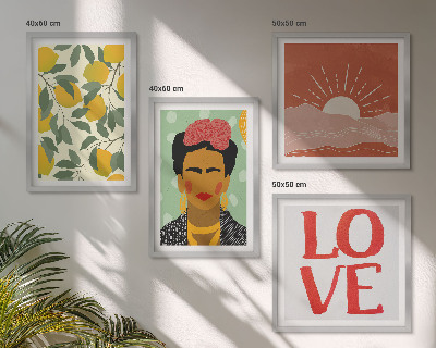 Pripravljena stenska galerija Limonin napis ljubezenska pokrajina Frida
