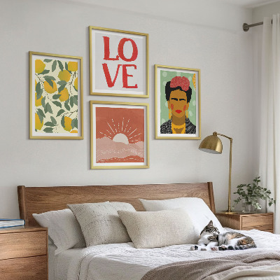 Pripravljena stenska galerija Limonin napis ljubezenska pokrajina Frida