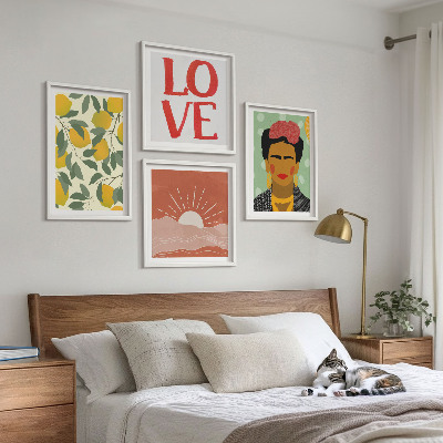 Pripravljena stenska galerija Limonin napis ljubezenska pokrajina Frida