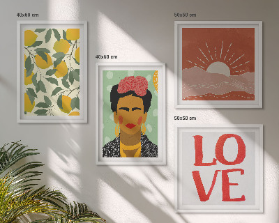 Pripravljena stenska galerija Limonin napis ljubezenska pokrajina Frida