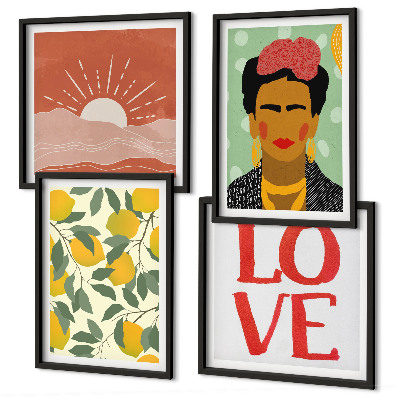 Pripravljena stenska galerija Limonin napis ljubezenska pokrajina Frida