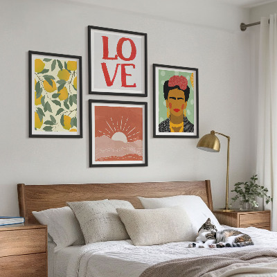 Pripravljena stenska galerija Limonin napis ljubezenska pokrajina Frida