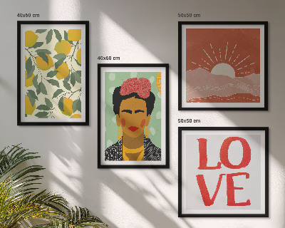 Pripravljena stenska galerija Limonin napis ljubezenska pokrajina Frida