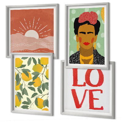 Pripravljena stenska galerija Limonin napis ljubezenska pokrajina Frida