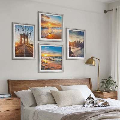Set 4 slik v okvirju Mostovi sončni zahodi mesto