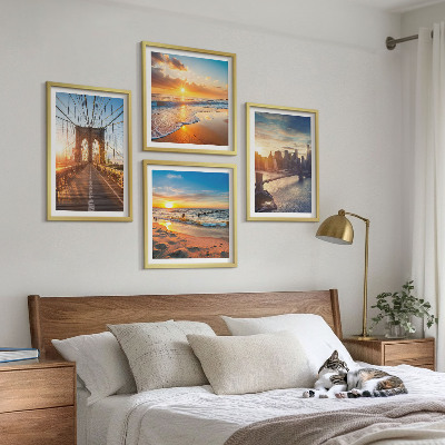 Set 4 slik v okvirju Mostovi sončni zahodi mesto