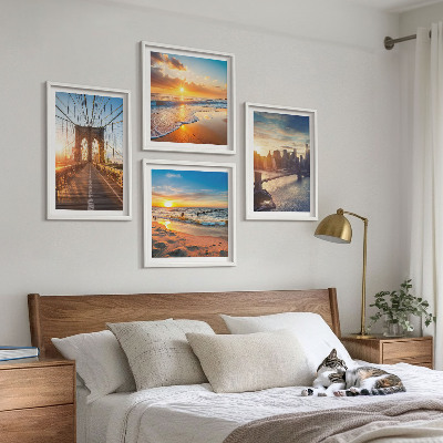 Set 4 slik v okvirju Mostovi sončni zahodi mesto