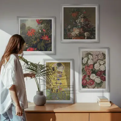 Komplet slik nad zofo motiv cvetov drevesa v slogu Klimt