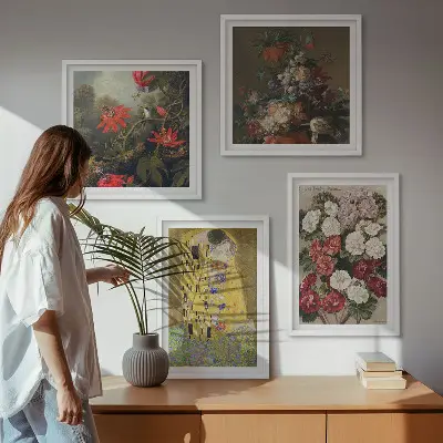 Komplet slik nad zofo motiv cvetov drevesa v slogu Klimt